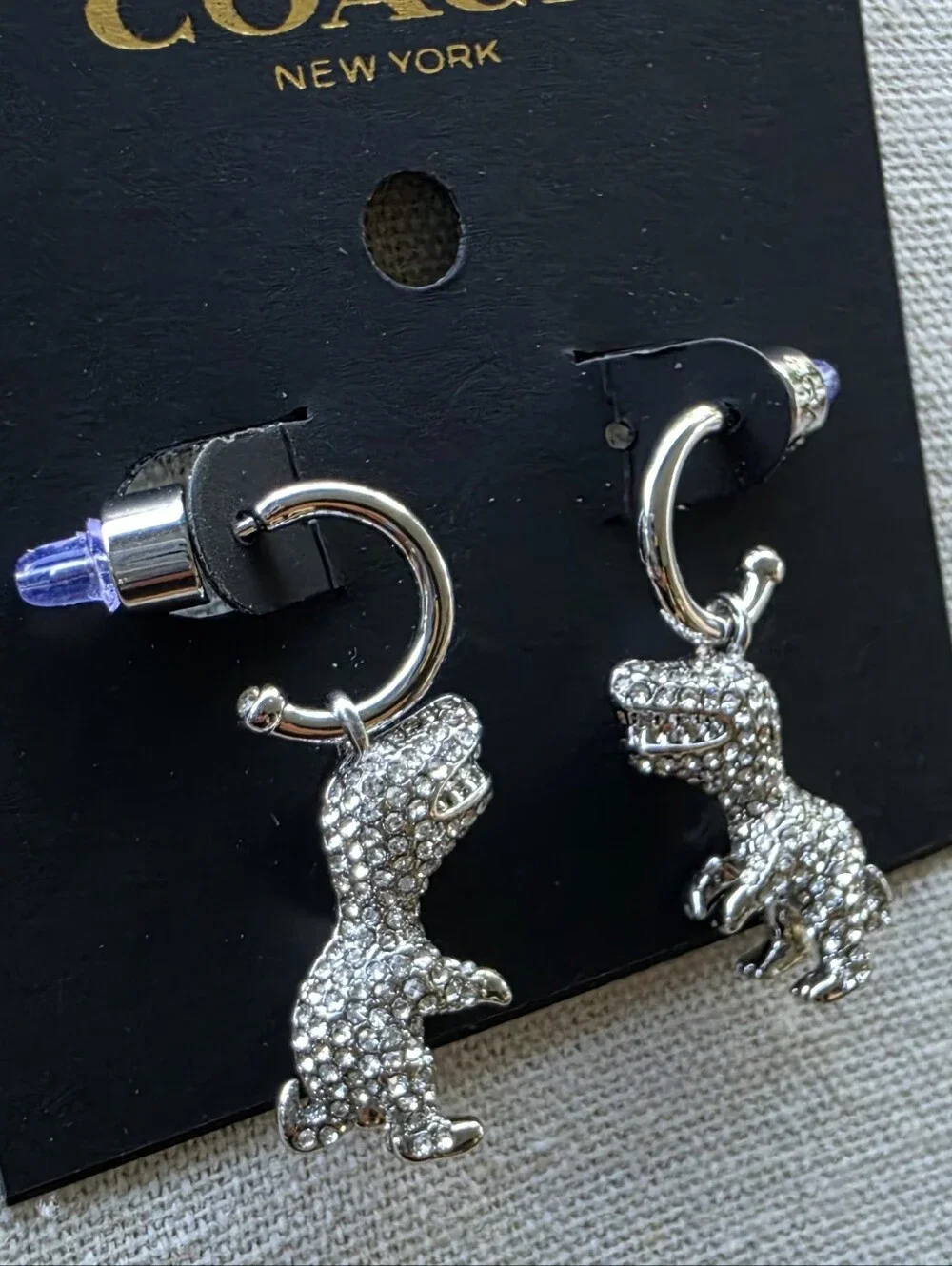 COACH Rexy Pavé Huggie Earrings - Picture 2 of 5
